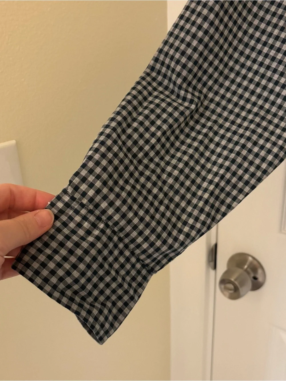 J. Crew Men’s Navy and Gray Gingham Button-Down Shirt